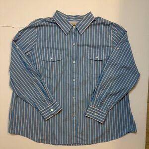 L.L. Bean Blue and White Striped Button-Down Shirt